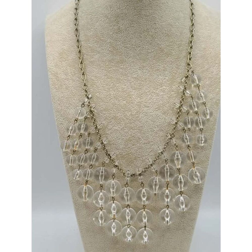 J Crew Clear Bauble Cascade Necklace